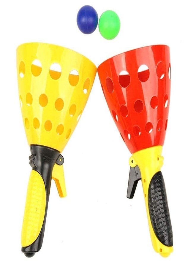 ZELVO Click and Catch Twin Ball Launcher Game with 3 Balls Indoor Outdoor Toy Set, Pop & Catch Ball Play Fun Boys & Girls - Multicolor - Image 1